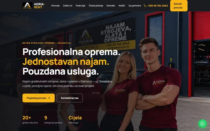 Naslovnica stranice adria-rent.hr