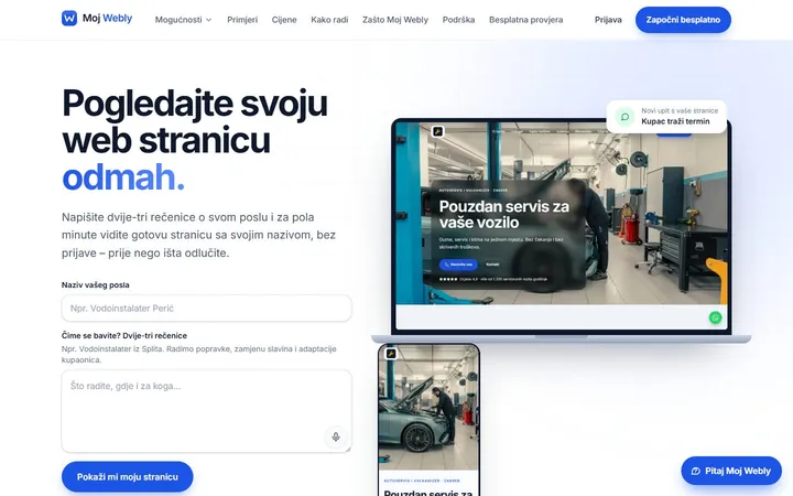 Naslovnica stranice mojwebly.hr